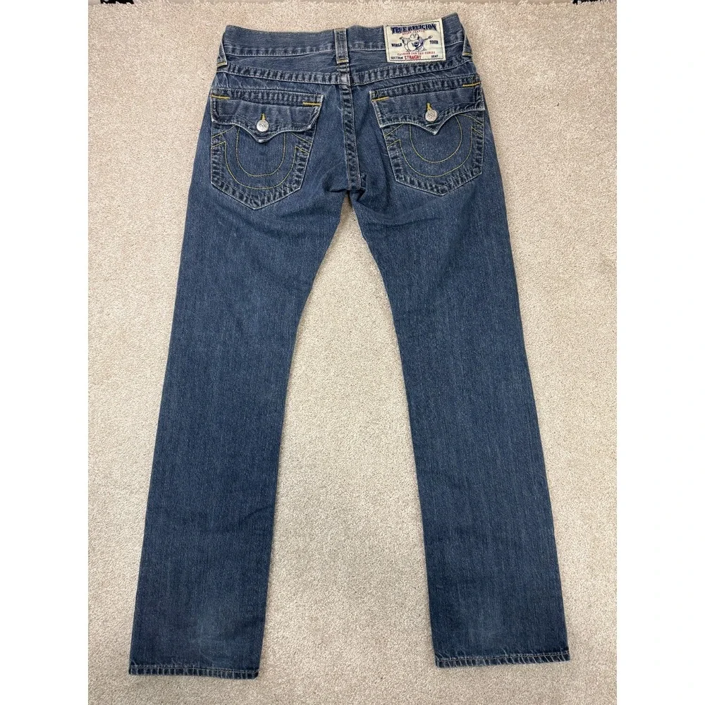True Religion Ricky Men's Size 30x31 Straight Leg Jeans Blue Flap Pockets 703369